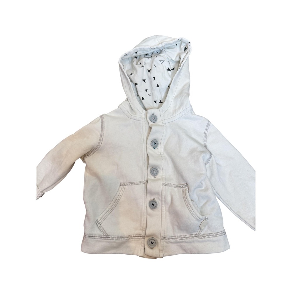 Zara BabyBoy Jacket Boys 12-18 Months White Hooded Button Up Pockets‎ Jersey